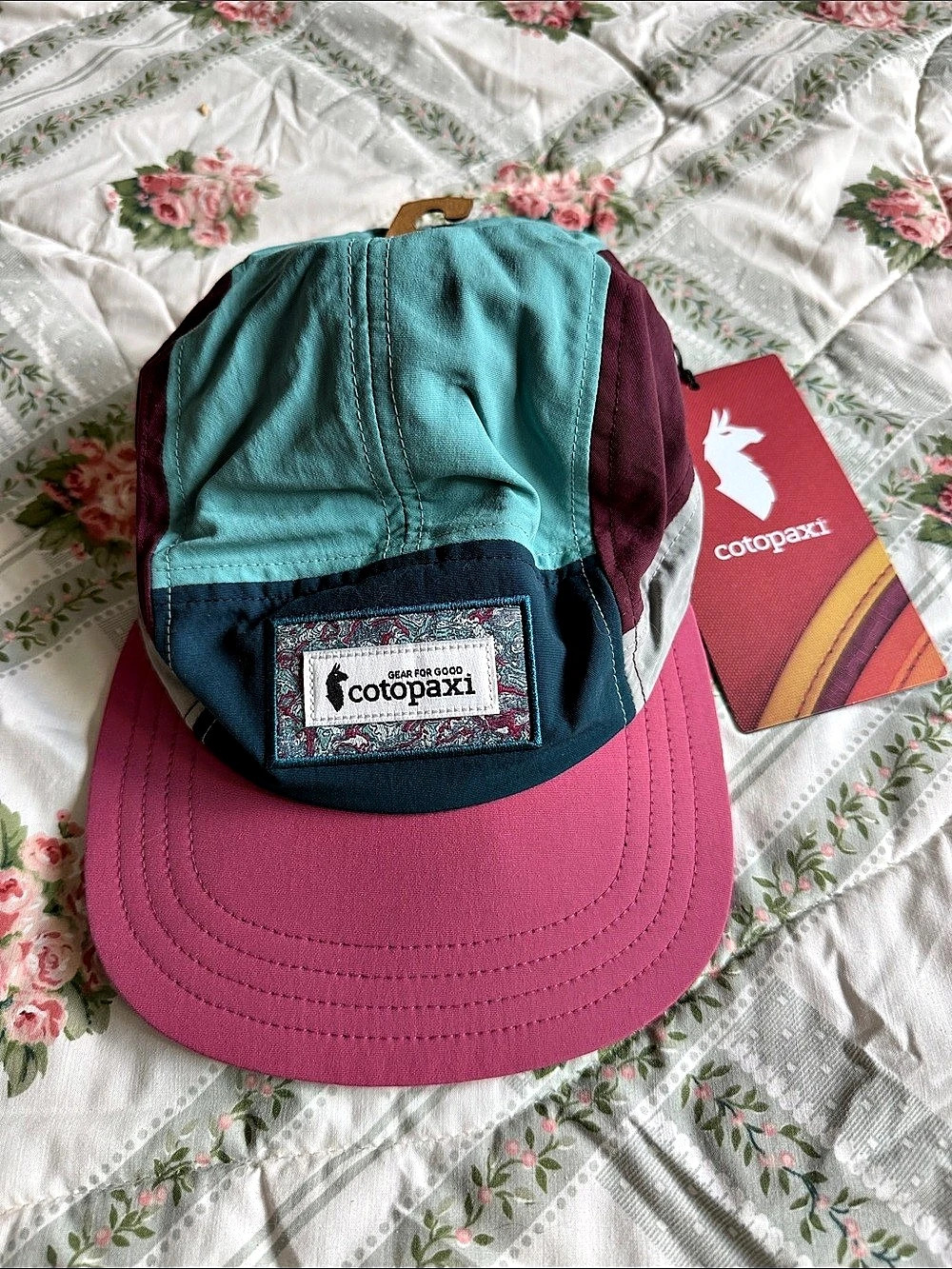 Cotopaxi Tech 5-Panel Hat Color Block Pink & Teal NWT